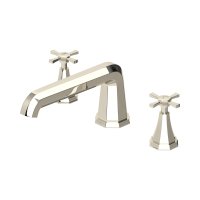 Perrin & Rowe Deco Three-Hole Deck-Mounted Bath Filler with Crosstop Handles - Nickel