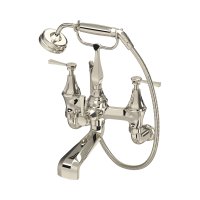 Perrin & Rowe Deco Wall-Mounted Bath-Shower Mixer with Handshower and Lever Handles - Nickel