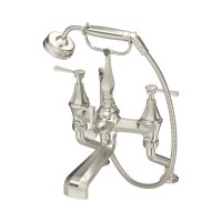 Perrin & Rowe Deco Deck-Mounted Bath-Shower Mixer with Handshower and Lever Handles - Pewter