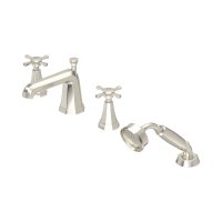 Perrin & Rowe Deco Four-Hole Bath-Shower Mixer with Crosstop Handles - Pewter