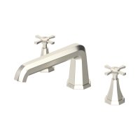 Perrin & Rowe Deco Three-Hole Deck-Mounted Bath Filler with Crosstop Handles - Pewter
