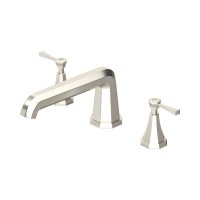 Perrin & Rowe Deco Three-Hole Deck-Mounted Bath Filler with Lever Handles - Pewter