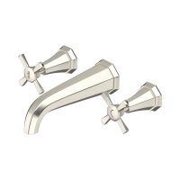 Perrin & Rowe Deco Three-Hole Wall-Mounted Basin Mixer with Crosstop Handles - Pewter
