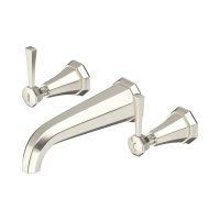 Perrin & Rowe Deco Three-Hole Wall-Mounted Basin Mixer with Lever Handles - Pewter