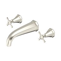 Perrin & Rowe Deco Three-Hole Wall-Mounted Bath Filler with Crosstop Handles - Pewter
