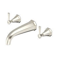 Perrin & Rowe Deco Three-Hole Wall-Mounted Bath Filler with Lever Handles - Pewter