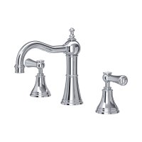 Perrin & Rowe Georgian Three-Hole Deck-Mounted Basin Mixer with Country Spout and Lever Handles - Chrome