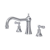 Perrin & Rowe Georgian Three-Hole Deck-Mounted Bath Set with Country Spout and Lever Handles - Chrome