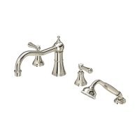Perrin & Rowe Georgian Four-Hole Deck-Mounted Bath Set with Country Spout and Lever Handles - Nickel