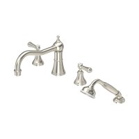 Perrin & Rowe Georgian Four-Hole Deck-Mounted Bath Set with Country Spout and Lever Handles - Pewter