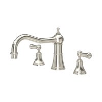 Perrin & Rowe Georgian Three-Hole Deck-Mounted Bath Set with Country Spout and Lever Handles - Pewter
