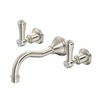 Perrin & Rowe Georgian Three-Hole Wall-Mounted Basin Mixer with Country Spout and Lever Handles - Pewter