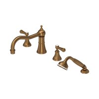 Perrin & Rowe Georgian Four-Hole Deck-Mounted Bath Set with Country Spout and Lever Handles - English Bronze