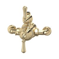 Perrin & Rowe Georgian Exposed Thermostatic Shower Mixer with Lever Handles - Gold