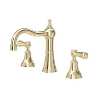 Perrin & Rowe Georgian Three-Hole Deck-Mounted Basin Mixer with Country Spout and Lever Handles - Gold