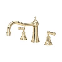 Perrin & Rowe Georgian Three-Hole Deck-Mounted Bath Set with Country Spout and Lever Handles - Gold