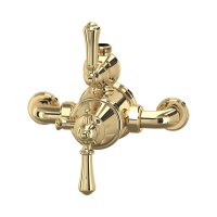 Perrin & Rowe Georgian Exposed Thermostatic Shower Mixer with Lever Handles - Polished Brass