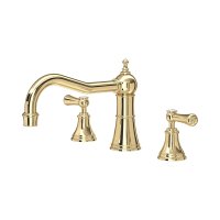 Perrin & Rowe Georgian Three-Hole Deck-Mounted Bath Set with Country Spout and Lever Handles - Polished Brass