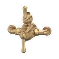 Perrin & Rowe Georgian Exposed Thermostatic Shower Mixer with Lever Handles - Satin Brass