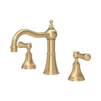 Perrin & Rowe Georgian Three-Hole Deck-Mounted Basin Mixer with Country Spout and Lever Handles - Satin Brass