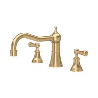Perrin & Rowe Georgian Three-Hole Deck-Mounted Bath Set with Country Spout and Lever Handles - Satin Brass