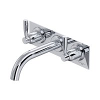 Perrin & Rowe Langbourn Three-Hole Wall-Mounted Bath Set on Back Plate - Chrome