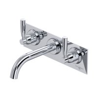 Perrin & Rowe Langbourn Wall-Mounted Three-Hole Basin Set on Back Plate - Chrome