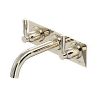 Perrin & Rowe Langbourn Three-Hole Wall-Mounted Bath Set on Back Plate - Nickel