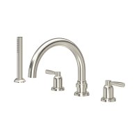 Perrin & Rowe Langbourn Four-Hole Deck-Mounted Bath Set with Handshower - Pewter