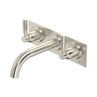 Perrin & Rowe Langbourn Three-Hole Wall-Mounted Bath Set on Back Plate - Pewter