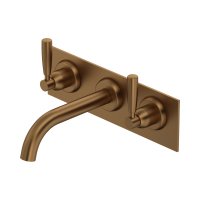 Perrin & Rowe Langbourn Wall-Mounted Three-Hole Basin Set on Back Plate - English Bronze