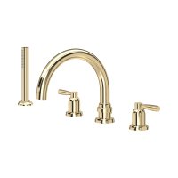 Perrin & Rowe Langbourn Four-Hole Deck-Mounted Bath Set with Handshower - Gold