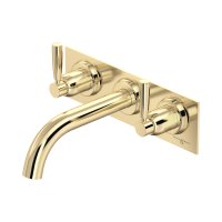 Perrin & Rowe Langbourn Three-Hole Wall-Mounted Bath Set on Back Plate - Gold