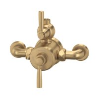 Perrin & Rowe Langbourn Exposed Thermostatic Shower Mixer with Lever Handles - Satin Brass