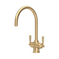 Perrin & Rowe Langbourn Sink Mixer with Filtration (Two Lever) - Satin Brass