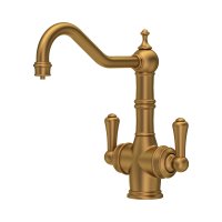 Perrin & Rowe Provence Sink Mixer with Filtration (Two Lever) - Aged Brass