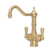 Perrin & Rowe Provence Sink Mixer with Filtration (Two Lever) - Satin Brass