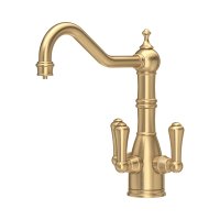 Perrin & Rowe Provence Sink Mixer with Filtration (Three Lever) - Satin Brass