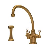 Perrin & Rowe Etruscan Sink Mixer with Filtration and Rinse - Aged Brass