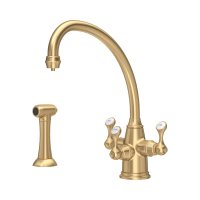 Perrin & Rowe Etruscan Sink Mixer with Filtration and Rinse - Satin Brass
