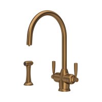 Perrin & Rowe Langbourn Sink Mixer with Filtration and Rinse (Two Lever) - English Bronze