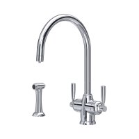 Perrin & Rowe Langbourn Sink Mixer with Filtration and Rinse (Two Lever) - Chrome