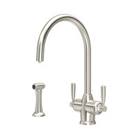 Perrin & Rowe Langbourn Sink Mixer with Filtration and Rinse (Two Lever) - Pewter