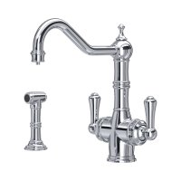Perrin & Rowe Provence Sink Mixer with Filtration and Rinse (Two Lever) - Chrome