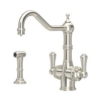 Perrin & Rowe Provence Sink Mixer with Filtration and Rinse (Two Lever) - Pewter