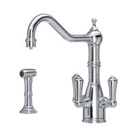 Perrin & Rowe Provence Sink Mixer with Filtration and Rinse (Three Lever) - Chrome