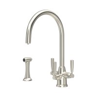 Perrin & Rowe Langbourn Sink Mixer with Filtration and Rinse (Three Lever) - Pewter