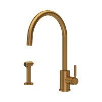 Perrin & Rowe Juliet Single Lever Sink Mixer with Rinse - Aged Brass