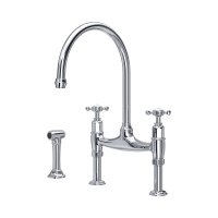Perrin & Rowe Ionian Bridge Sink Mixer with Rinse (Crosstop) - Chrome