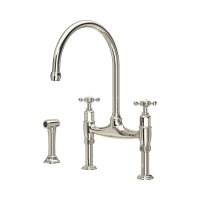 Perrin & Rowe Ionian Bridge Sink Mixer with Rinse (Crosstop) - Nickel